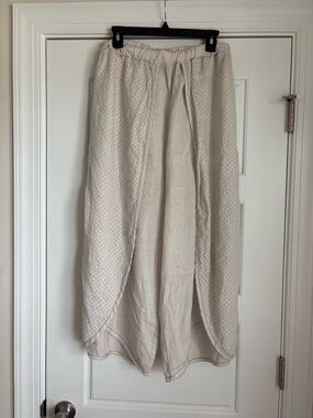 Cynthia Ashby light beige color boho pants